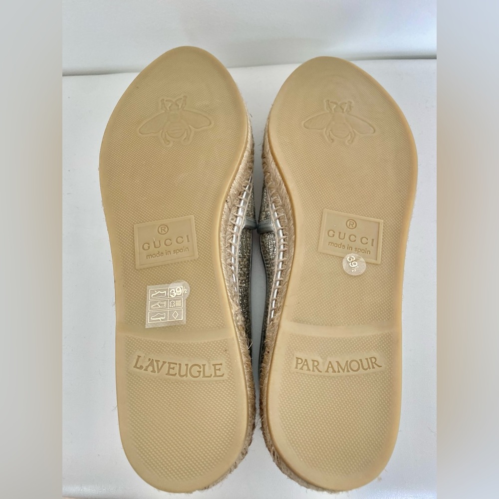 Gucci Heritage GG Silver Lurex Metallic Espadrilles - Picture 5 of 5